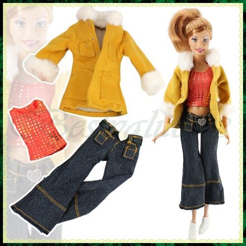 Handmade Clothes Coat Vest Trousers Shoes For Barbie Doll Toy Xmas 
