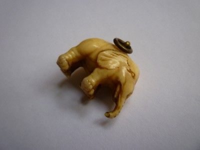   Art Deco Egyptian Revival Celluloid Faux Ivory Elephant Charm/Pendant