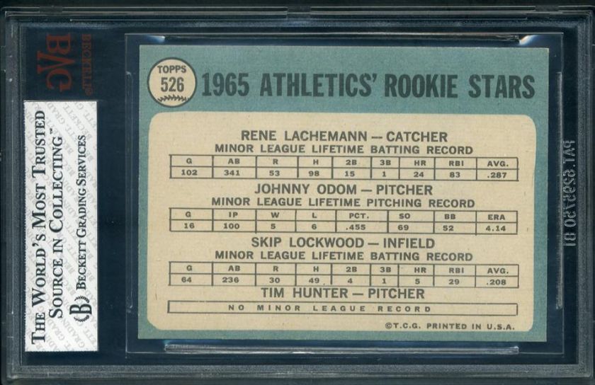 1965 Topps #526 Jim Catfish Hunter Rc Rookie BGS BVG 8 Low Pop 