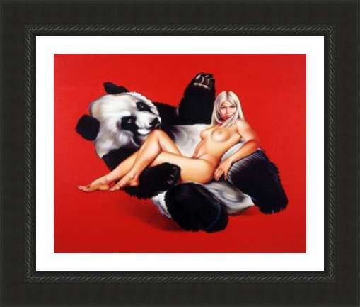 FRAMED PRINT GIANT PANDA VINTAGE PINUP GIRL MEL RAMOS  