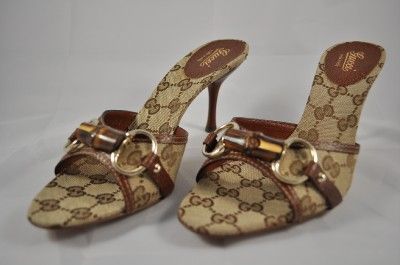 GUCCI ORIGINAL GG INTERLOCK BROWN TAN HEEL BAMBOO (GU35,38) SZ 9 $425 