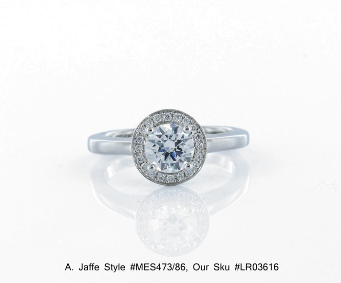 Jaffe #MES473 18k White Gold, 0.11 CTW Diamond Engagement Ring w 