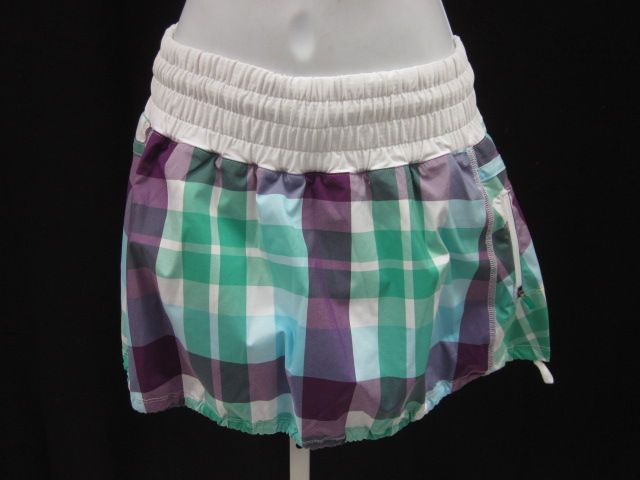 NWT LULU LEMON Green Purple Plaid Run Tracker Skirt 4  