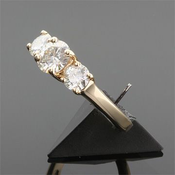 CT 14KY MOISSANITE LUCIDA / LUCERN 3 STONE RING  