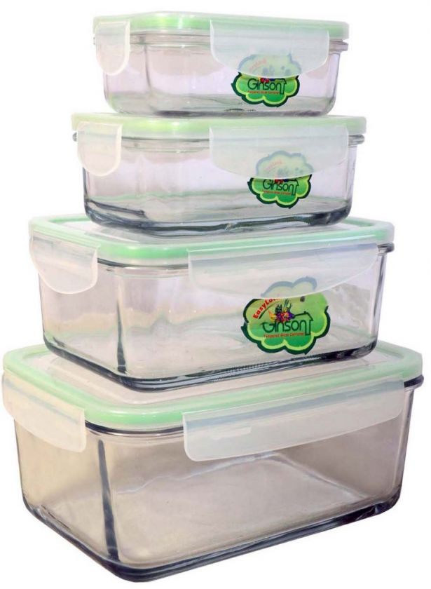 Glass Container With Locking Air Tight Lid   Rectangle  
