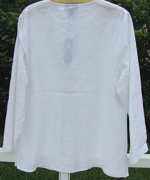 CAROLE LITTLE WHITE LINEN TUNIC BLOUSE TOP SHIRT NEW  