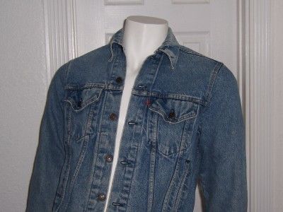 MENS VINTAGE USA LEVI STRAUSS & CO TRUCKER MOTORCYCLE JEAN JACKET SZ S 