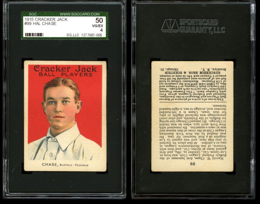 1915 Cracker Jack HAL CHASE Buffalo Federals #99 SGC 4  