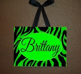 Zebra Print Name Plaque / Sign  