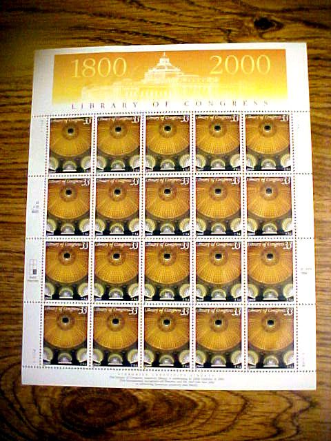 Library of Congress 1800   2000 Sheet of 33 Cent Stamps  