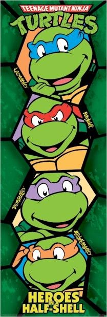 CARTOON POSTER ~ TEENAGE MUTANT NINJA TURTLES FACE DOOR  