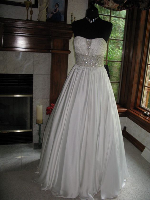 Stunning White Mac Duggal 4740H Pageant Gown 12  