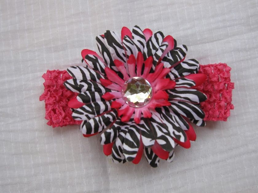 Daisy Zebra Multi Layer Flower Clip Headband Baby Girl  