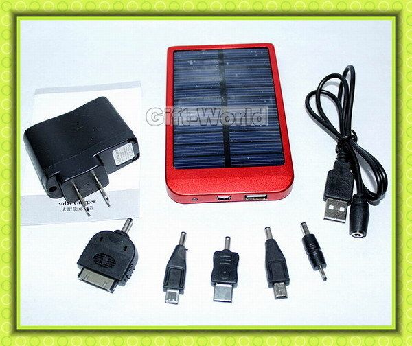   NEW Solar emergency Portable external battery mobile charger Red 1213