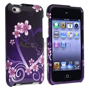 Deluxe Purple Heart Hard Snap on Cover Case for iPod Touch 4 4G 4th 