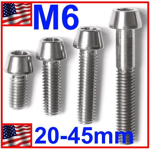   Gr5 Ti M6x20mm M6x25mm M6x30mm M6x40mm M6x45mm Cone Taper Bolt Screw