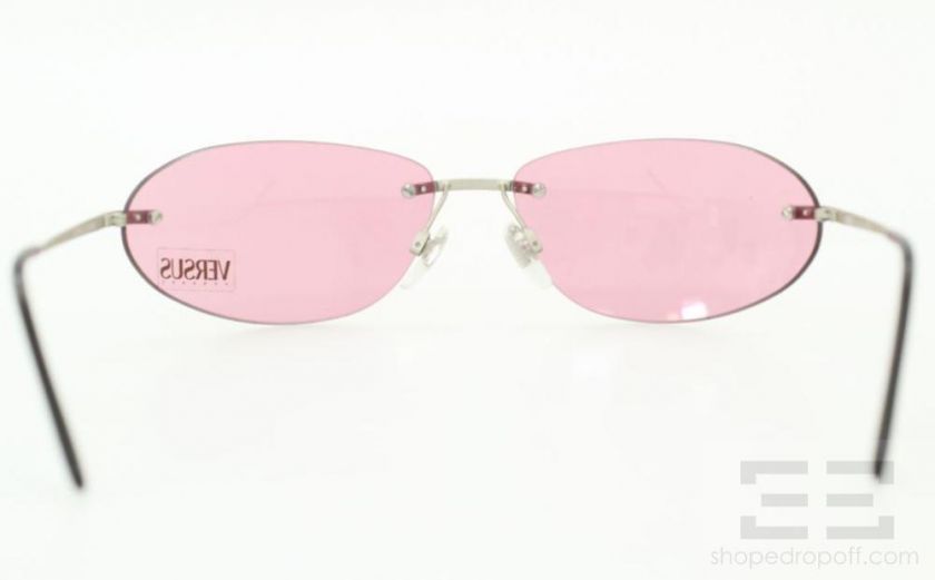 Versus Versace Pink Tinted Rimless Oval Sunglasses R44 NEW  