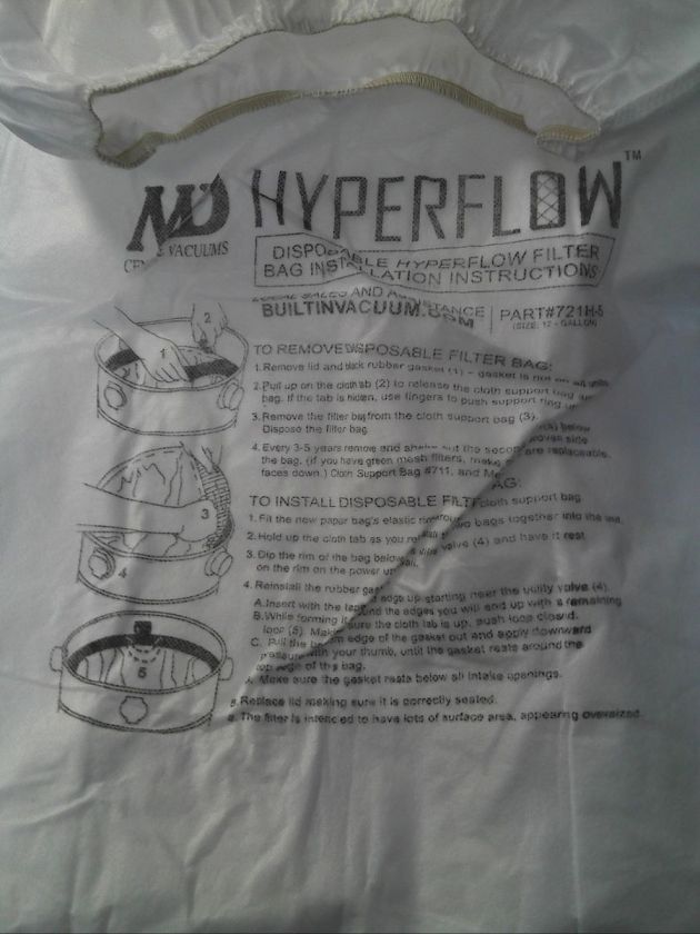 MD Central Vacuum 5 Pack HyperFlow Bags12 gal 721 5  