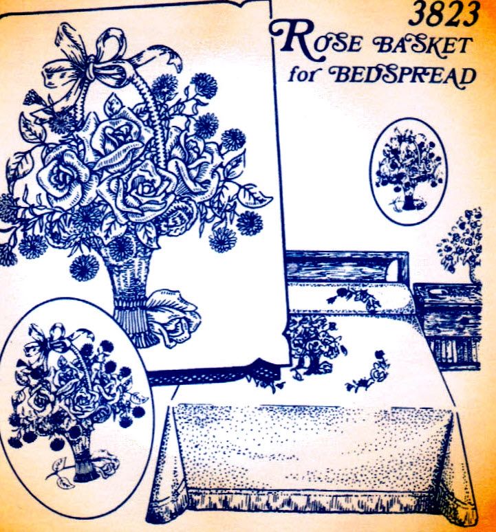 NO ENVELOPE Rose Basket Retired Embroidery transfer NEW  