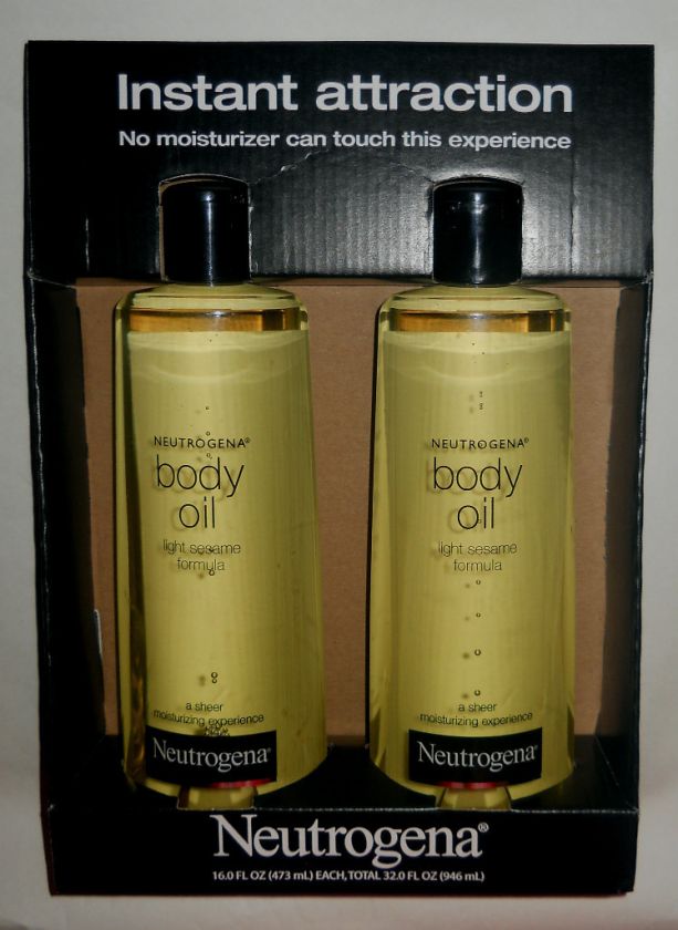 Twin Pack Neutrogena Body Oil Light Sesame Formula 16.0 oz Each 