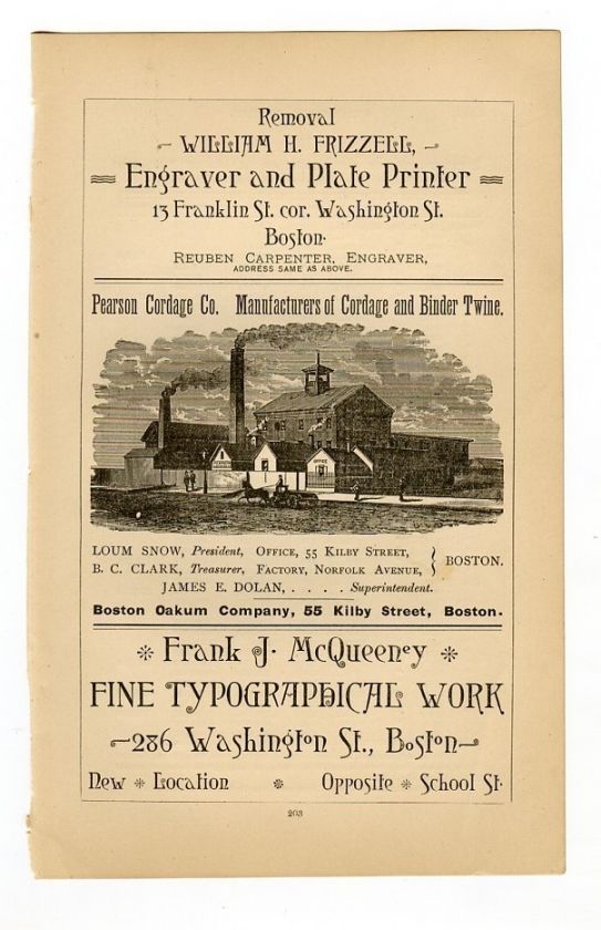 1882 Pearson Cordage Co Ad Boston MA Cordage & Twine  