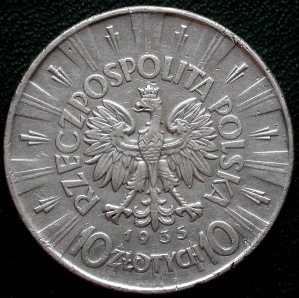 Poland. Silver Coin 10 Zlotych Pilsudsky, 1935  