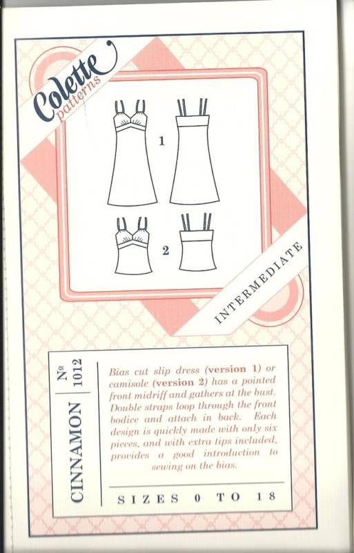 Cinnamon dress/slip pattern (1012)   Colette patterns  