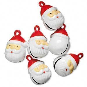 SANTA HEAD Jingle BELLS Brass Christmas Crafts Beads  