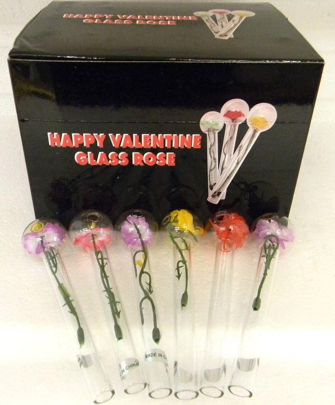 HAPPY VALENTINE GLASS ROSE LOVE BUBBLE ROSE TUBE/NEW  