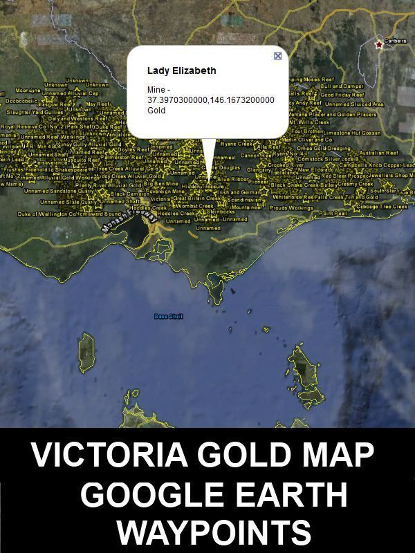 VICTORIA GOLD LOCATIONS MAP GOOGLE GPS WAYPOINTS minelab detector 