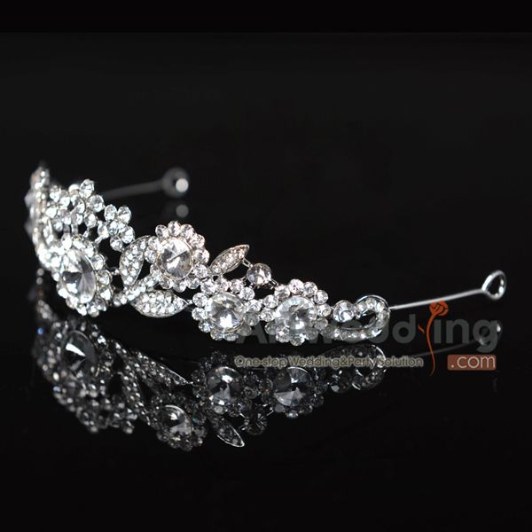 Wedding Bridal Floral Crystal Rhinestone Veil Princes Tiara Crown 