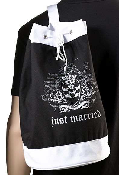 Lillian Rose Black Just Married Crest Beach Bag Gift  