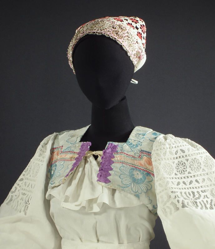 SLOVAK WEDDING KROJ Detva Folk Costume embroidered blouse dress apron 