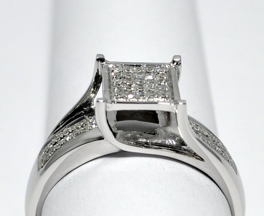  ENGAGEMENT RING PROMISE RING 10K WHITE GOLD 0.16CT SQUARE PRINCESS 