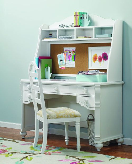 Youth White Desk and Hutch Set  