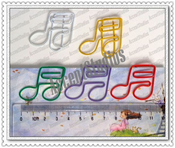 50 Cute Shaped Paper Clips Bookmark Paperclips Music 16  