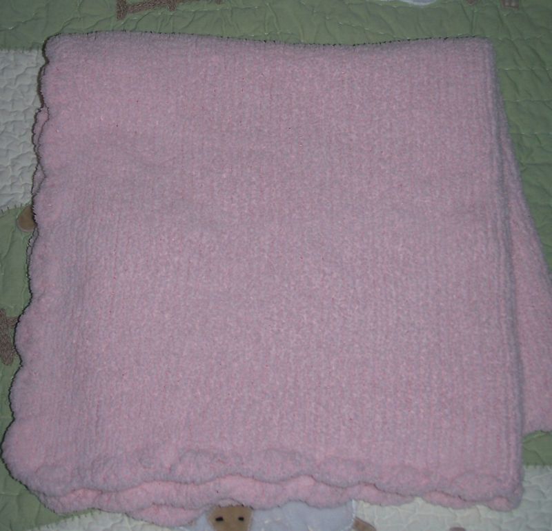 Baby Soft Collection Pink Chenille Knit Blanket EUC  