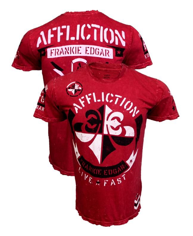 AFFLICTION MENS FRANKIE EDGAR 144 SMASH RED MMA TEE SHIRT MED 2XL 