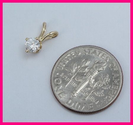 14kyg Round Diamond Solitaire Pendant Charm .20 carats  