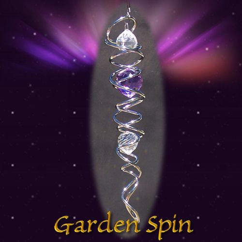 DANCING PURPLE CRYSTAL TWISTER GARDEN DECOR SEE VIDEO  