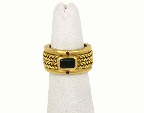 DESIGNER H. STERN 18K GOLD & GEMS LADIES BAND RING  