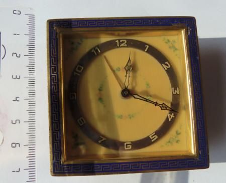   gold plated enamelled alarm table desk clock Russian market  