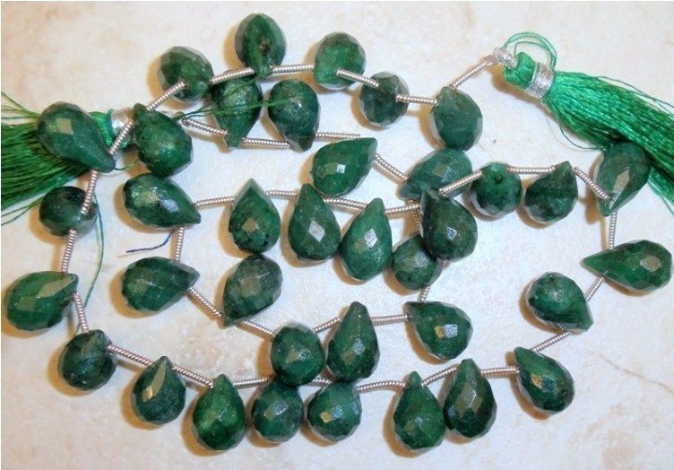 Wholesale EMERALD 9 12mm (38 Faceted Briolette) 220Ct  