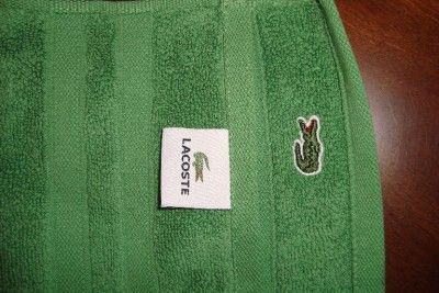 2PC LACOSTE LOGO TOWEL GREEN 2  HAND TOWELS 33X18 NWOT  