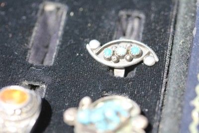  65G VINTAGE NATIVE MEXICO SIGNED TURQUOISE AMETHYST STERLING JEWELRY 