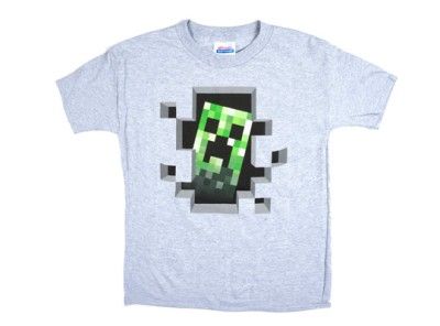 OFFICIAL LICENSED MINECRAFT CREEPER INSIDE GREY YOUTH T SHIRT YOUTH 