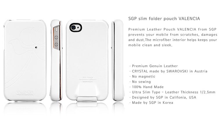 SGP Leather Pouch Case Valencia WHITE for iPhone 4S  