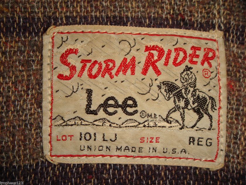 Vtg 50s Lee 101 J Storm Rider Blanket Lined Denim Jacket Work Wear 