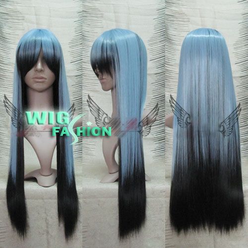 Yuki Onna Long Straight Blue Mixed Black Cosplay Hair Wig  