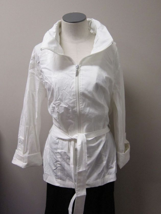 George Simonton Zip Front Shirt with Rollback Cuffs M White NWT  